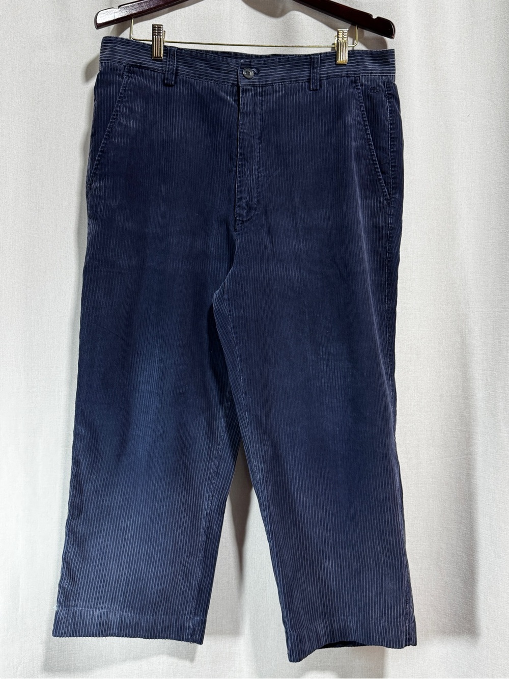 Pierre Balmain Unisex Blue Corduroy Flat Front Straight Leg Pants 34x24